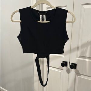 Black Sleeveless Crop Top